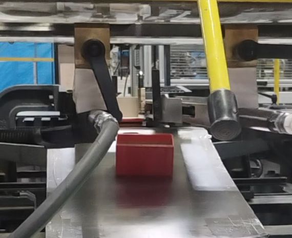 Game box bottom coming off the production line.