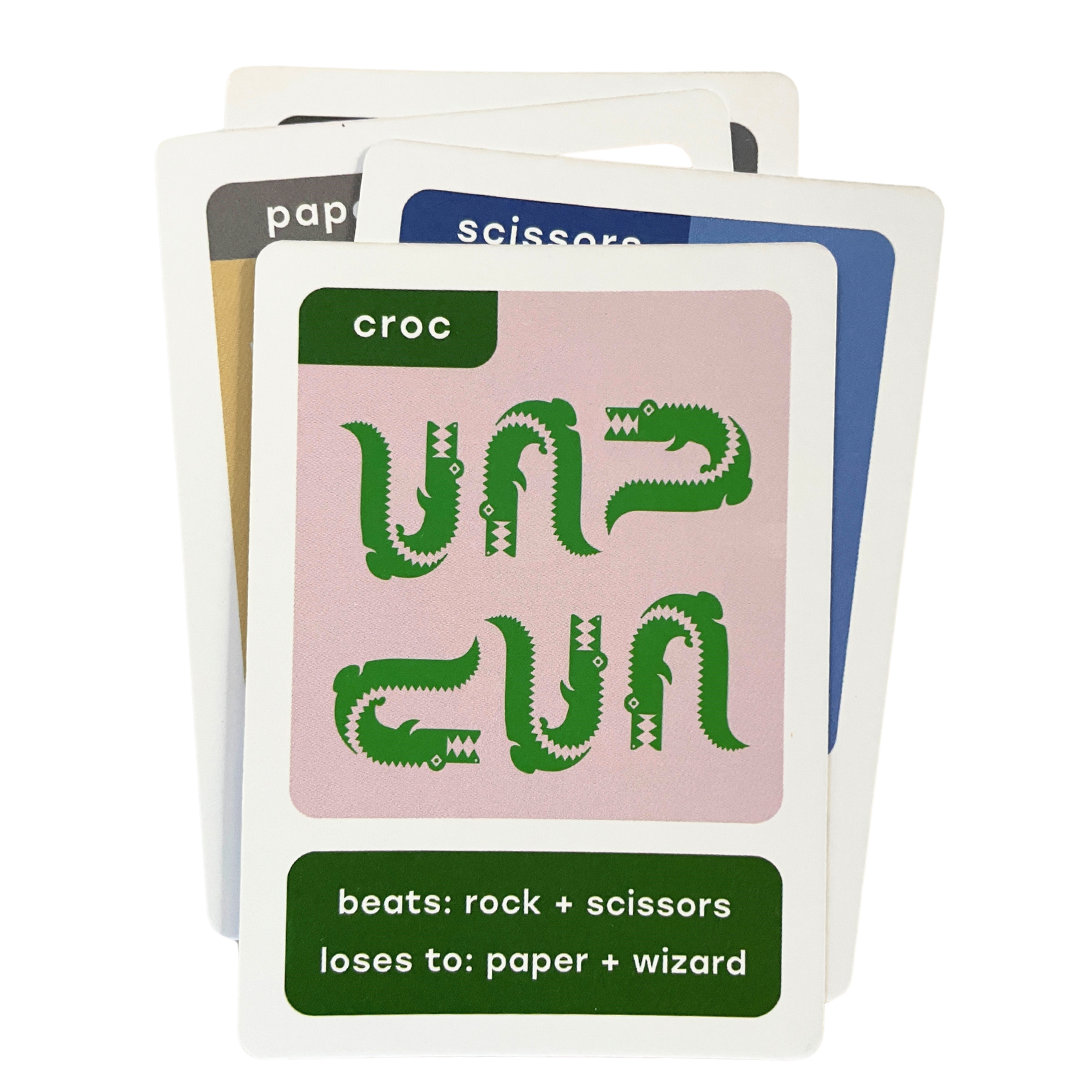 Relatively neat but slightly mussed up pile of 4 played cards is shown to help convey that play occurs sequentially in turns.