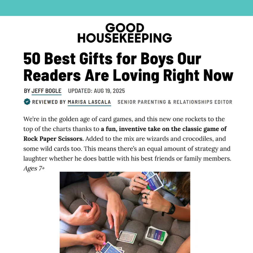 A Good Housekeeping top choice for the 50 Best Gifts for Boys. "A fun, inventive take on the classic game of Rock Paper Scissors."