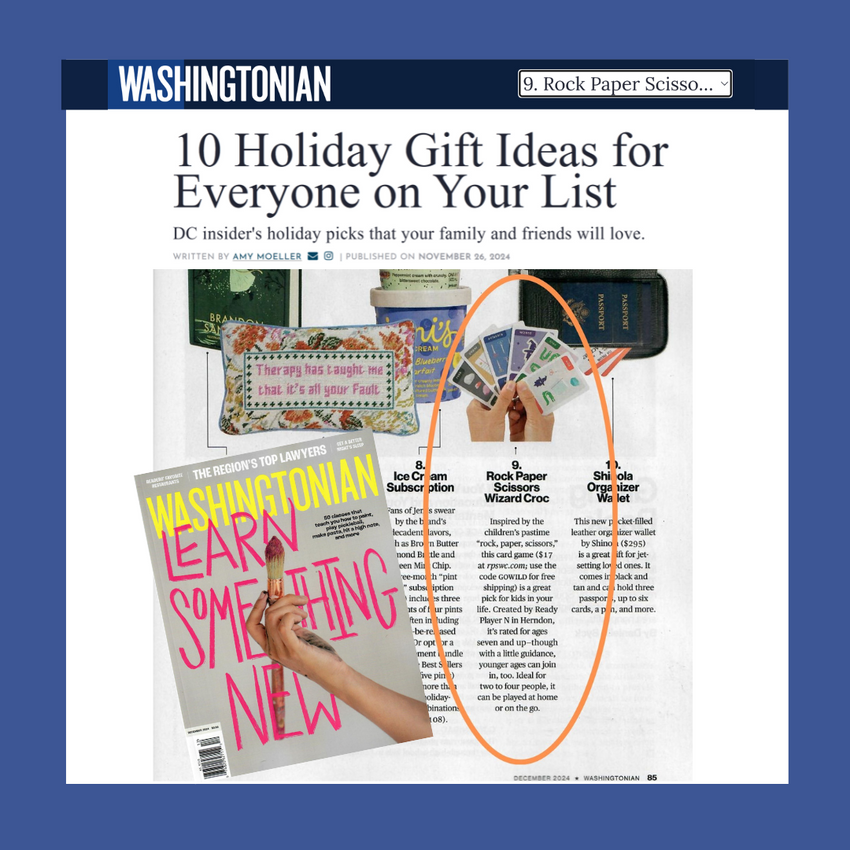 Washingtonian magazine’s 2024 holiday gift guide says Rock Paper Scissors Wizard Croc is "a great pick for the kids in your life."