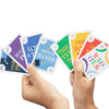 Hands holding colorful Everyone Switch, Reverse Play, Lose a Turn, Switch Hands, Take an Extra Turn, Draw 4, Draw 2 and Wild cards